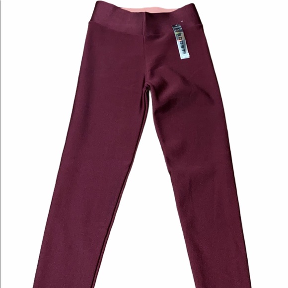 Shiny Think Burgundy Warm Fleece Leggings - Picture 1 of 7